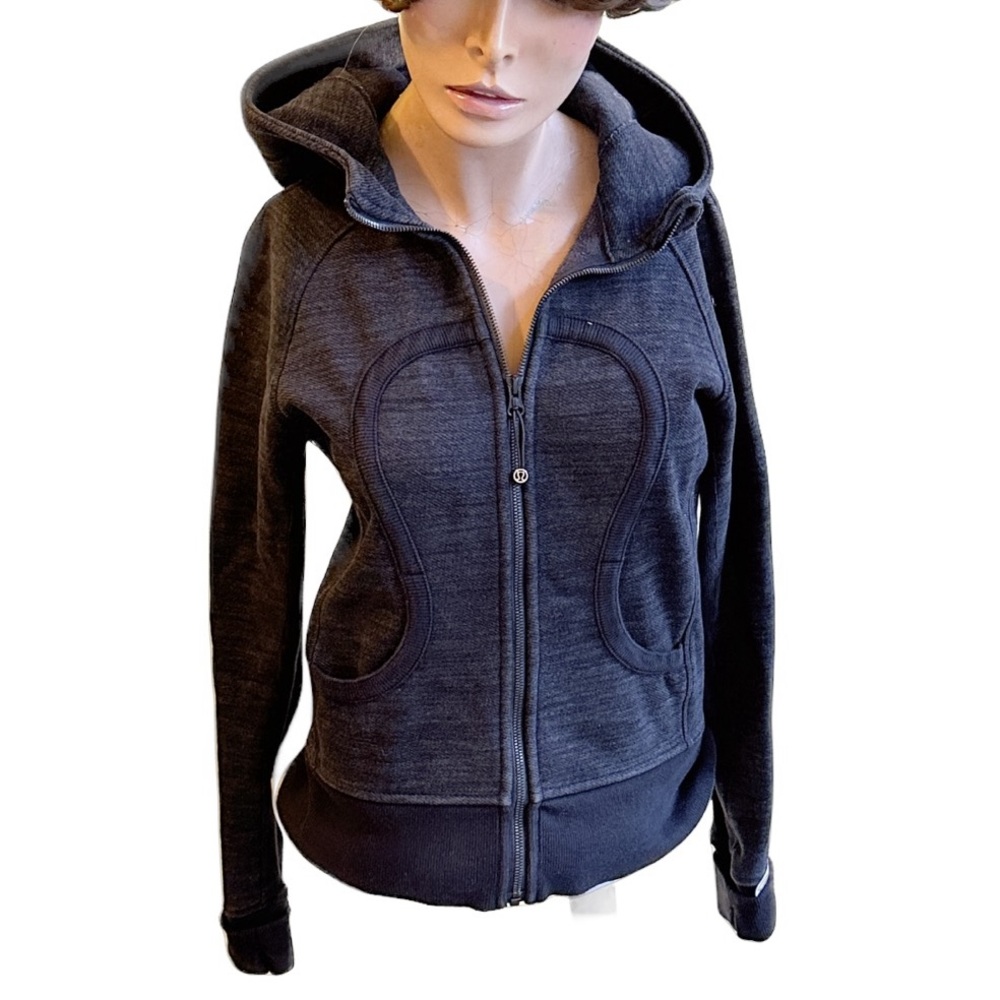 Athleisure Yoga Dark Gray Soot EUC lululemon Full Zip Funnel Hoodie ~ maybe XS/S